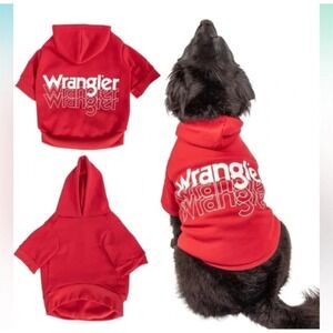 Wrangler Red Dog Pet Hoodie Apparel Size L (20 in) Warm Western Flair‎ NWT